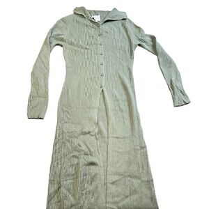 Pink Rose ribbed button-down sweater dress-olive green size S (brand new no tag)